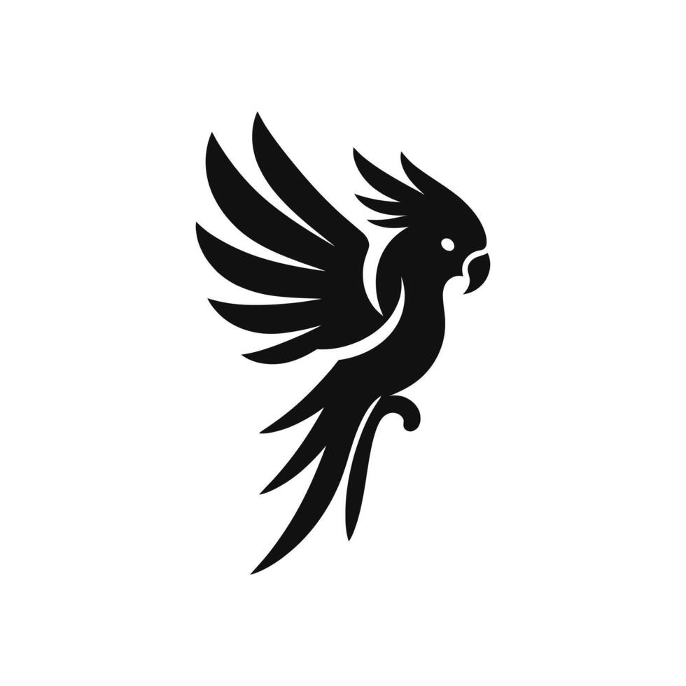 Tropical Majesty Exotic Macaw Parrot Icon Logo Symbol Silhouettes in Vector Illustration