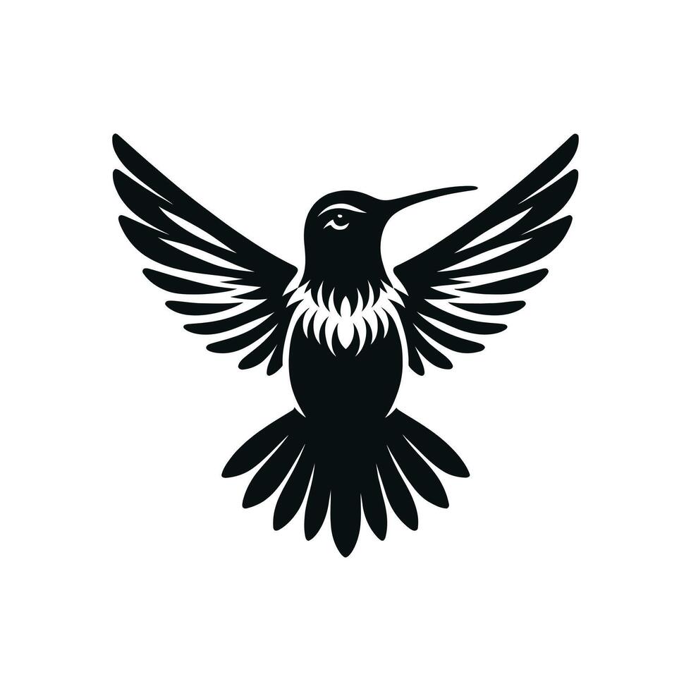 agraciado aleteo colibrí icono silueta vector ilustración