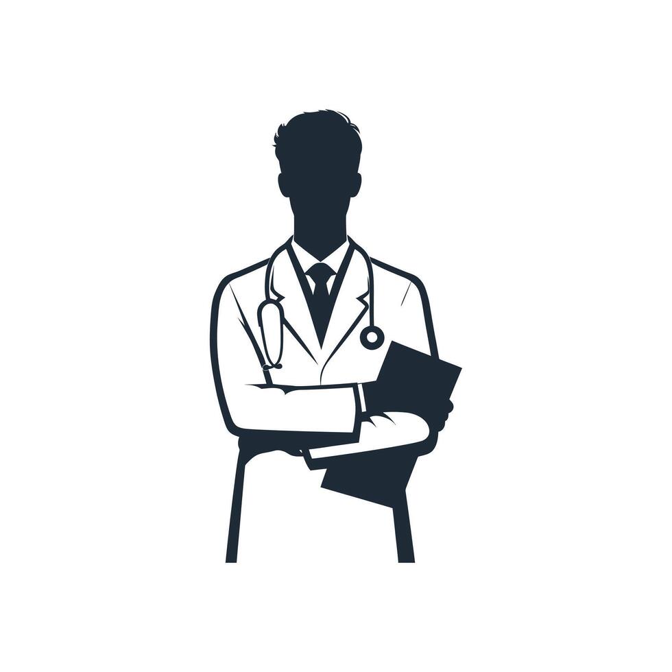 Silhouette of Success Vector Illustration Art Featuring Male Doctor