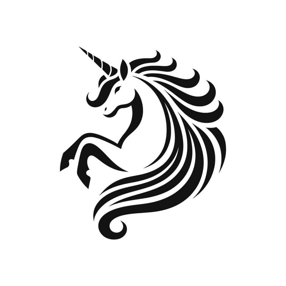 Whimsical Wonder Unicorn Logo Icon in Vector Silhouette