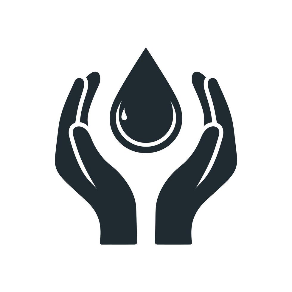 World Water Day Tribute Silhouette of Hands Protecting a Water Droplet vector