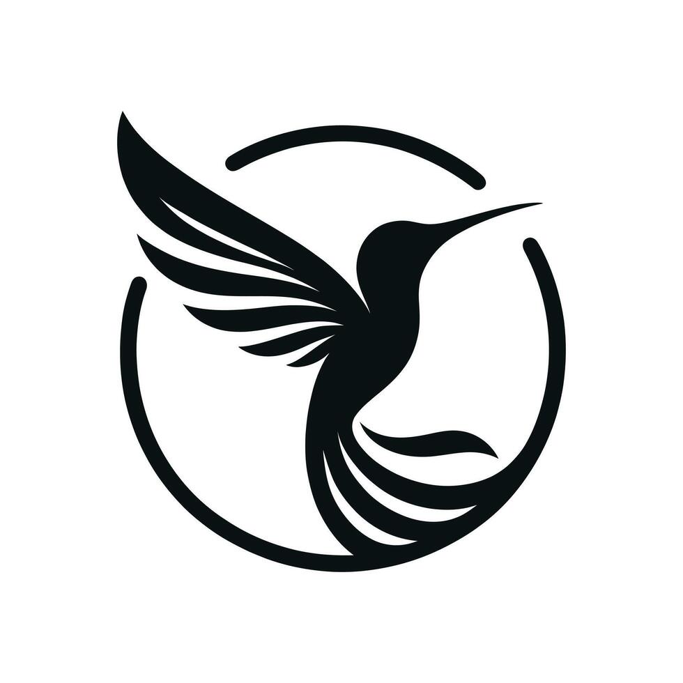 Winged Majesty Hummingbird Icon Logo Design Template in Silhouette vector