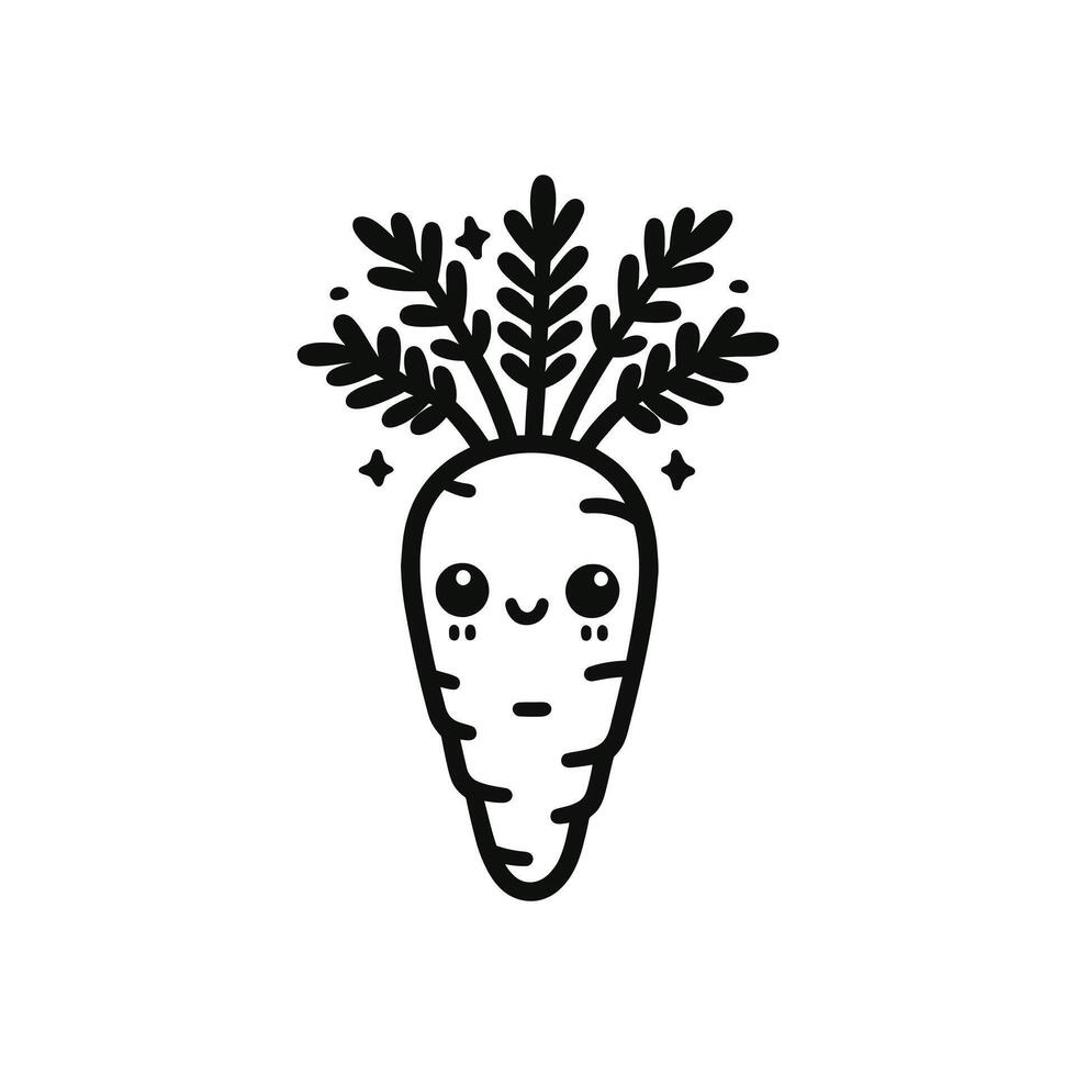 Playful Produce Cute Carrot Cartoon Character in Vector Graphic Illustration