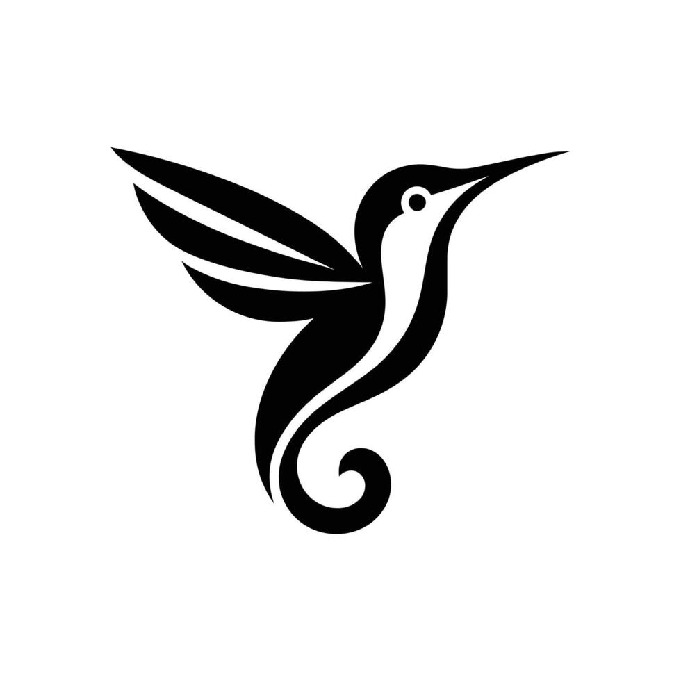 Winged Majesty Hummingbird Icon Logo Design Template in Silhouette vector