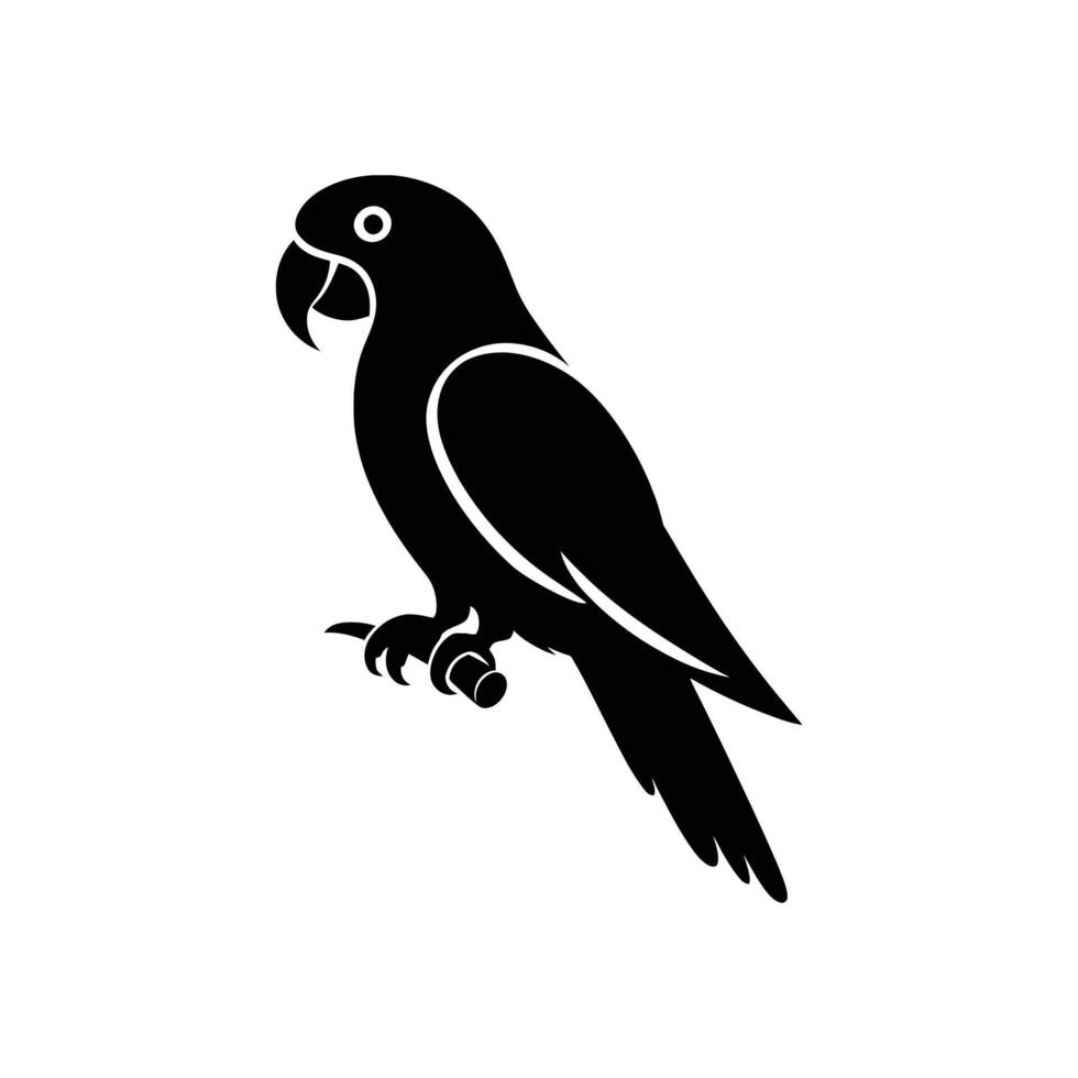 Tropical Majesty Exotic Macaw Parrot Icon Logo Symbol Silhouettes in Vector Illustration