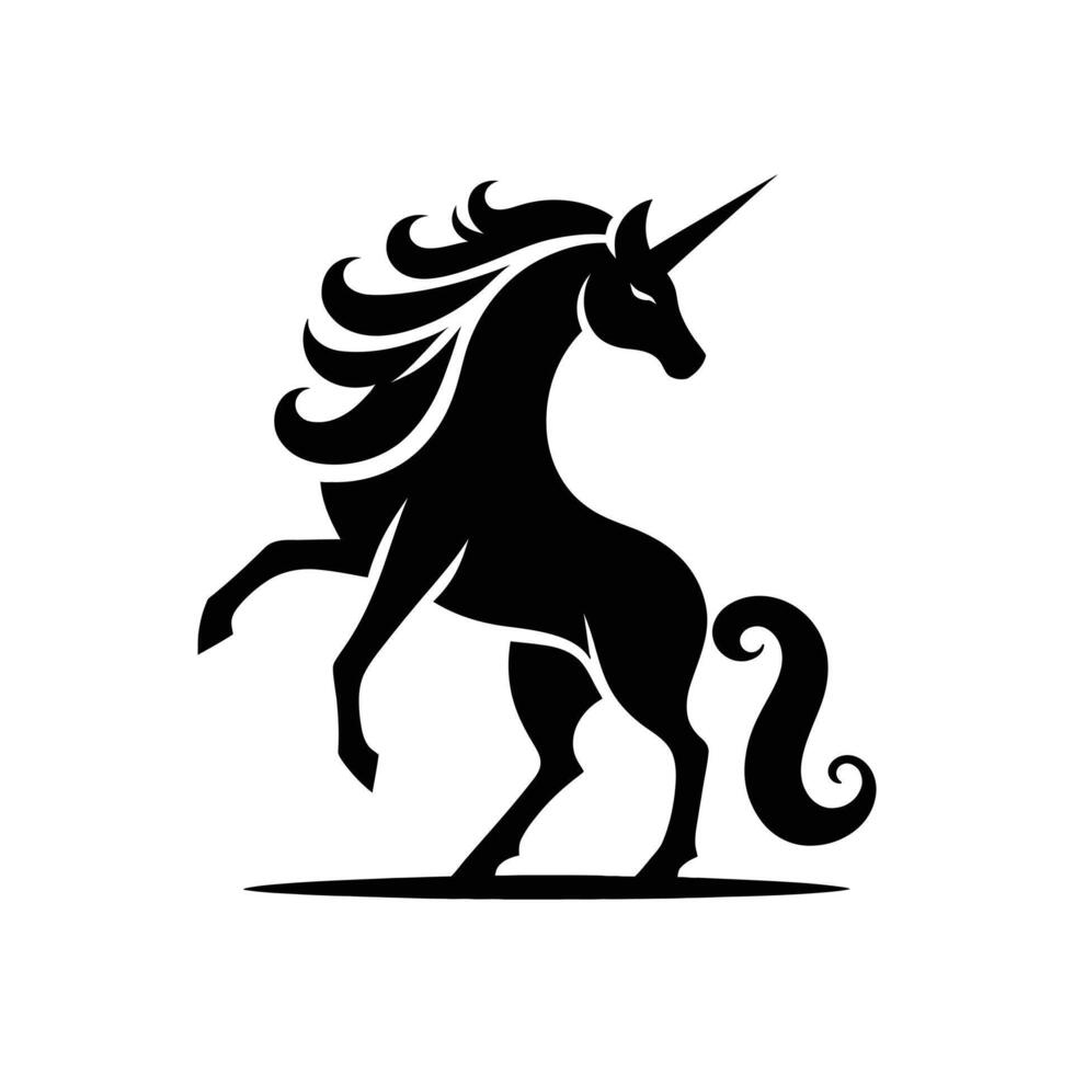 Whimsical Wonder Unicorn Logo Icon in Vector Silhouette