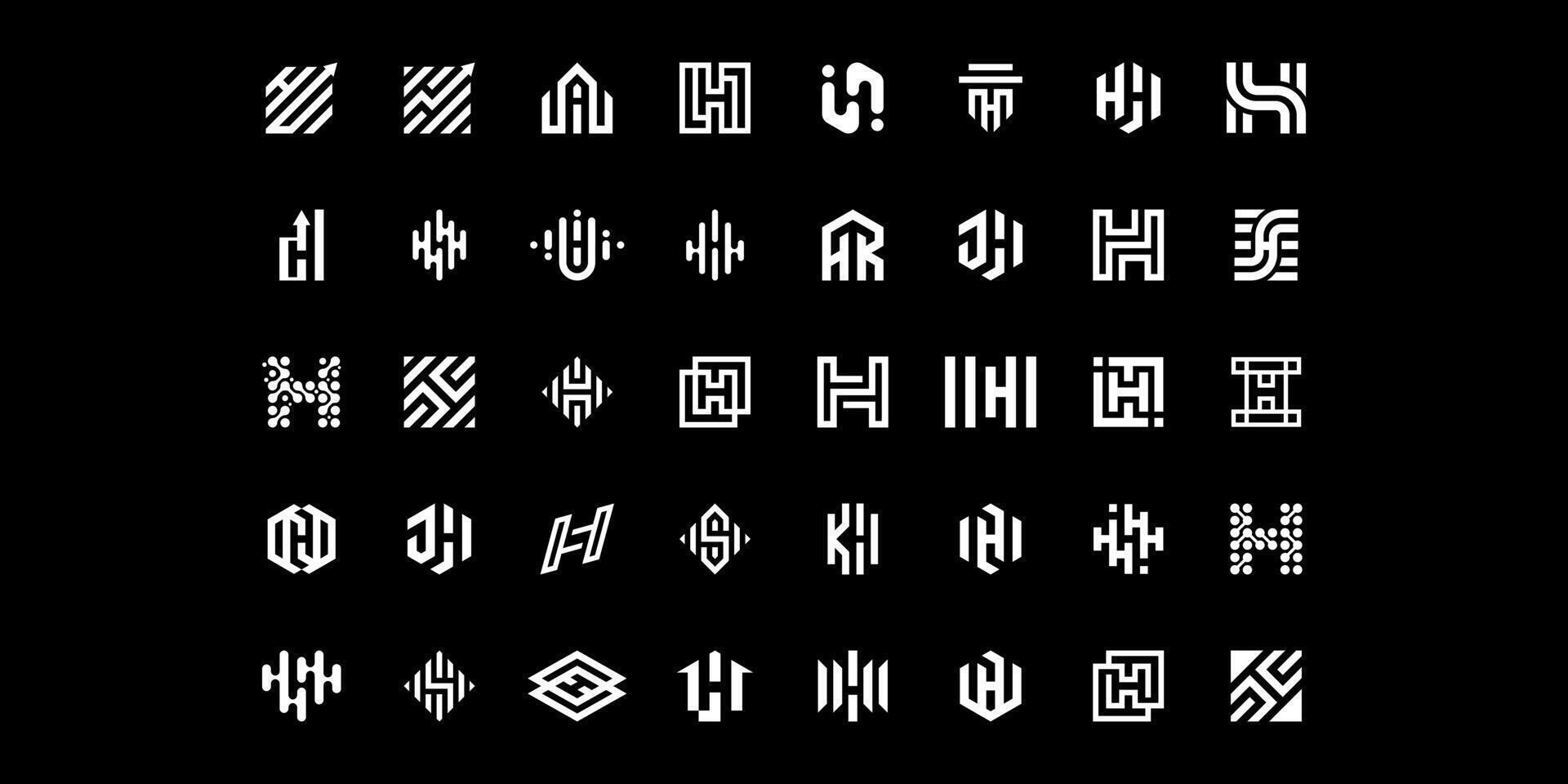 mega logo recopilación, resumen diseño concepto para marca con el inicial letra h vector