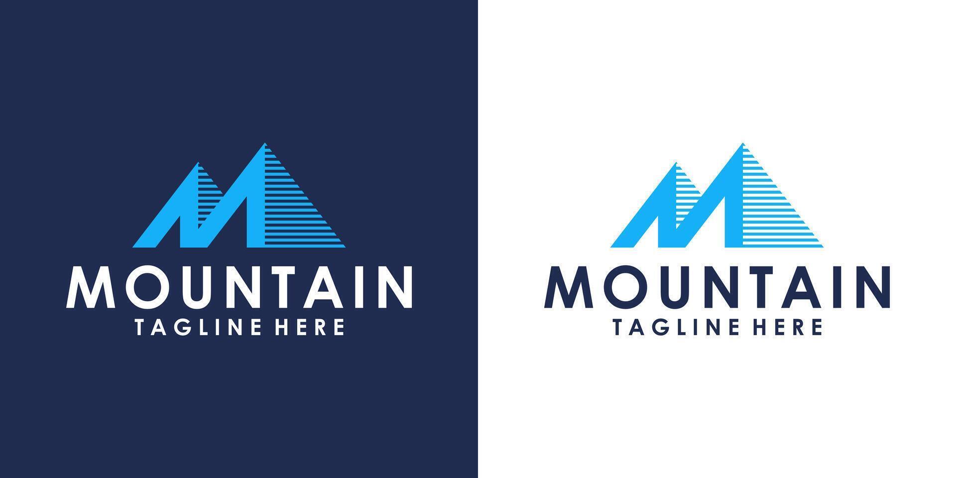 montaña logo diseño inspiración con el inicial letra metro vector