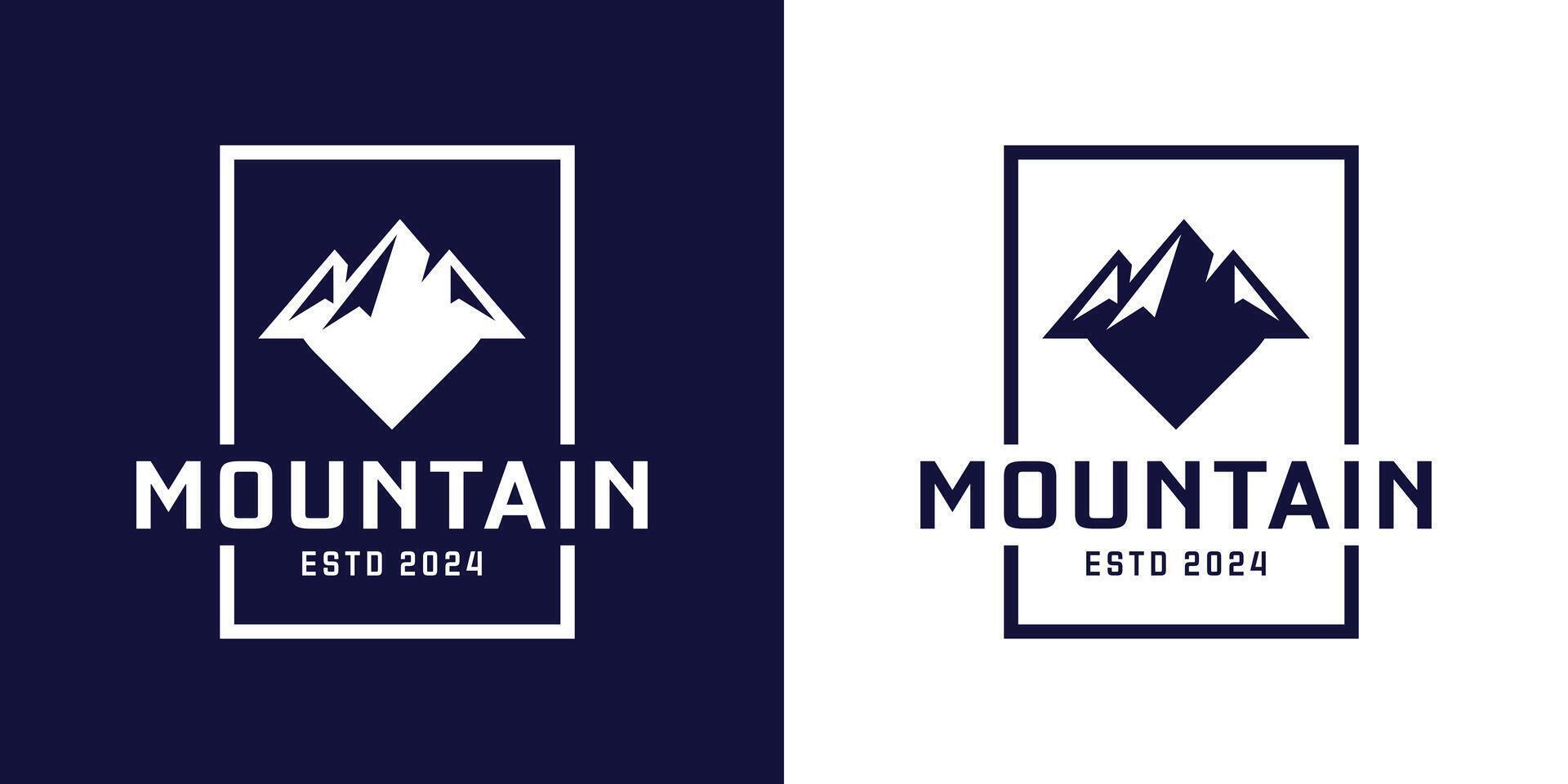 mountain peak logo design in poster style vector