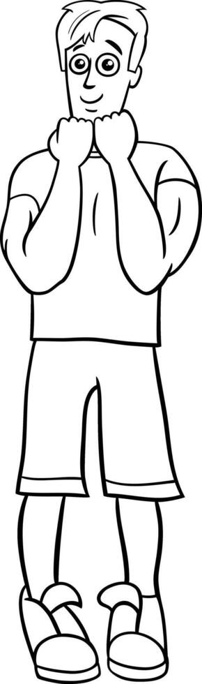 funny cartoon young man character coloring page vector