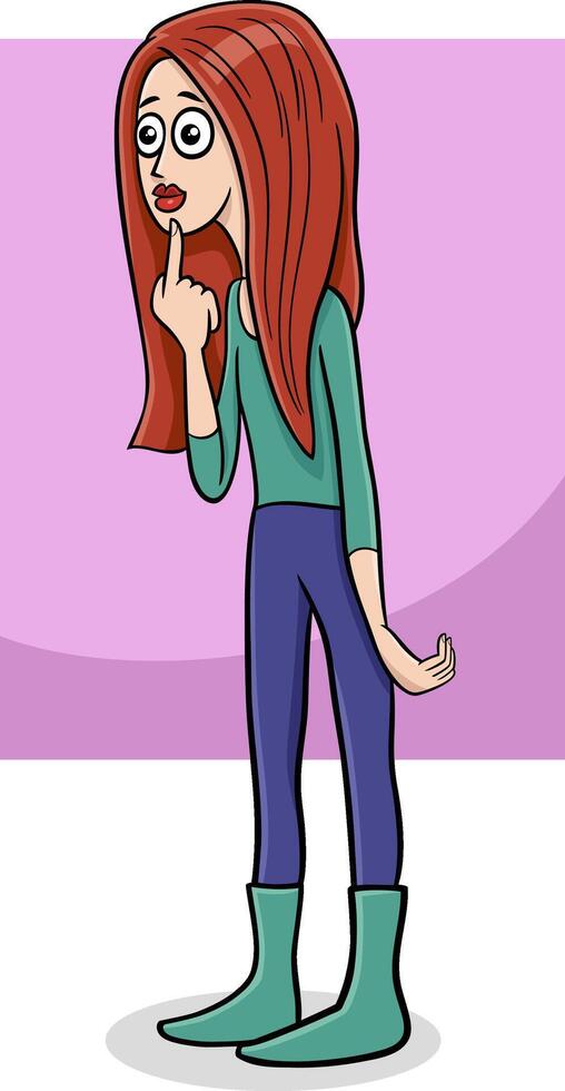cartoon surprised young woman comic character vector