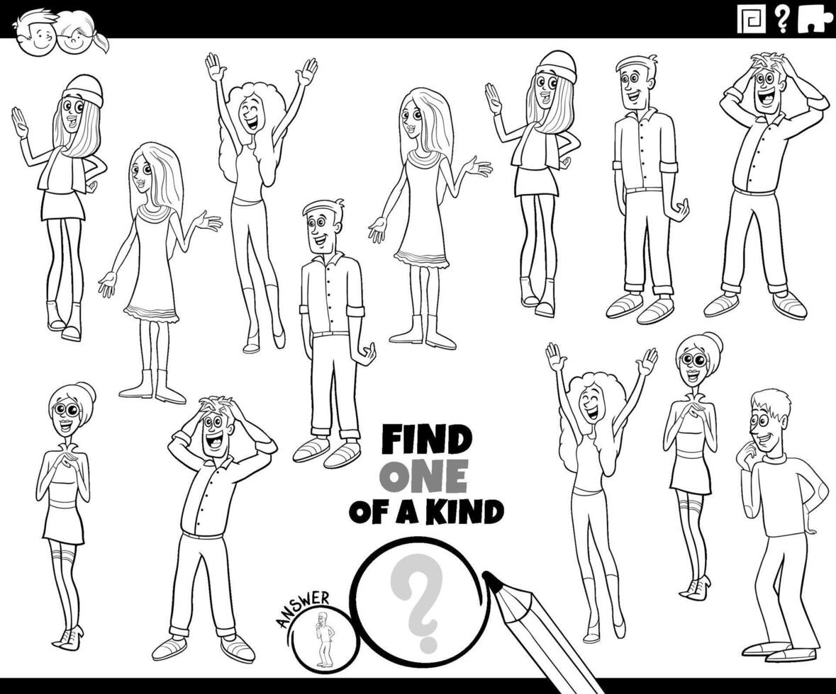 one of a kind activity with young people coloring page vector