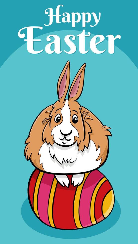 dibujos animados Pascua de Resurrección conejito con de colores huevo saludo tarjeta vector