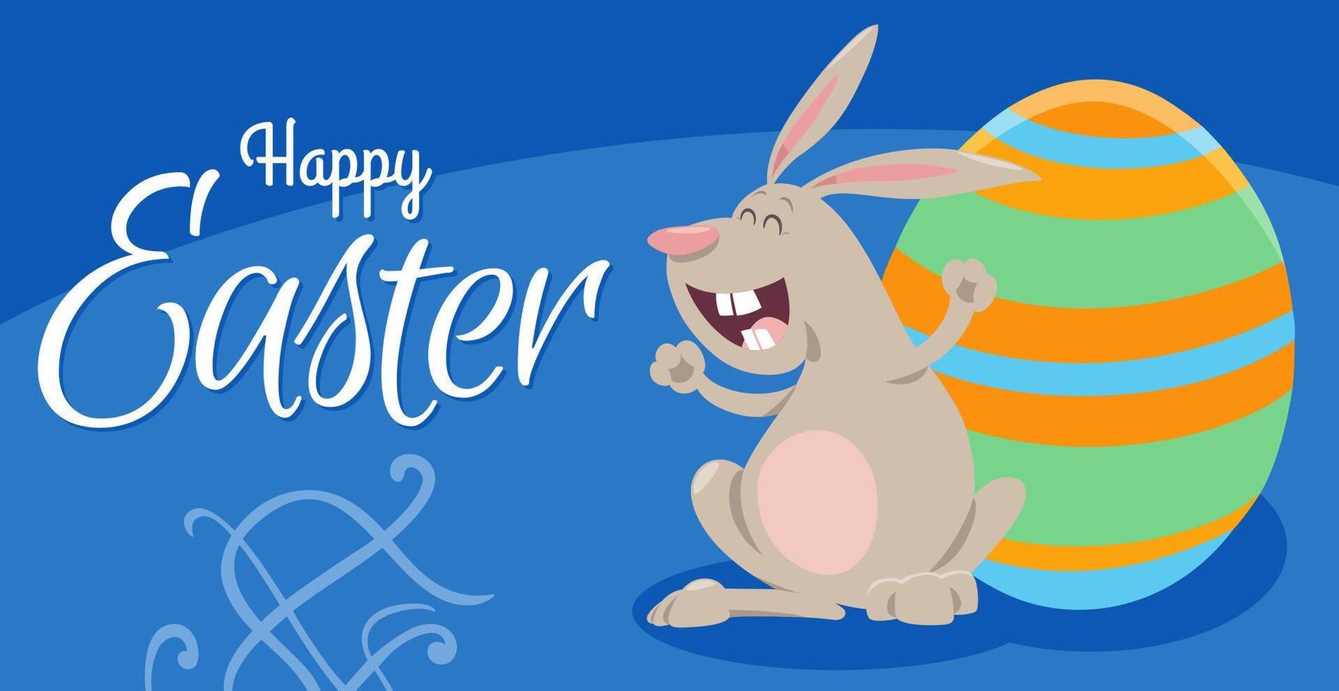 dibujos animados Pascua de Resurrección conejito con pintado huevo saludo tarjeta vector