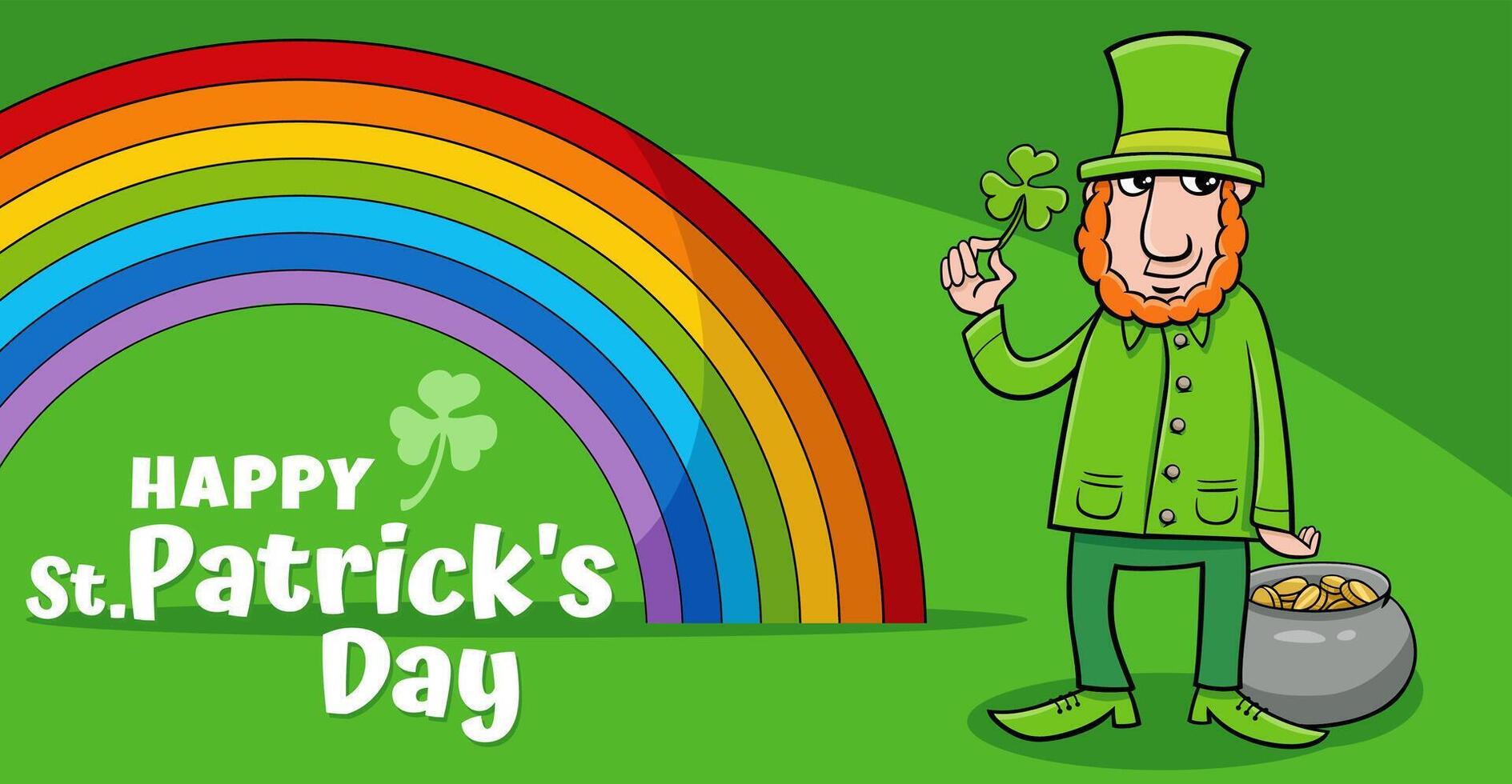 Saint Patrick Day design with Leprechaun with clover and pot of gold vector