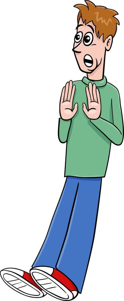 surprised or scared cartoon young man comic character vector