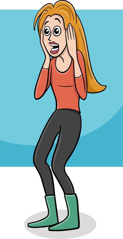 cartoon surprised young woman or girl comic character vector