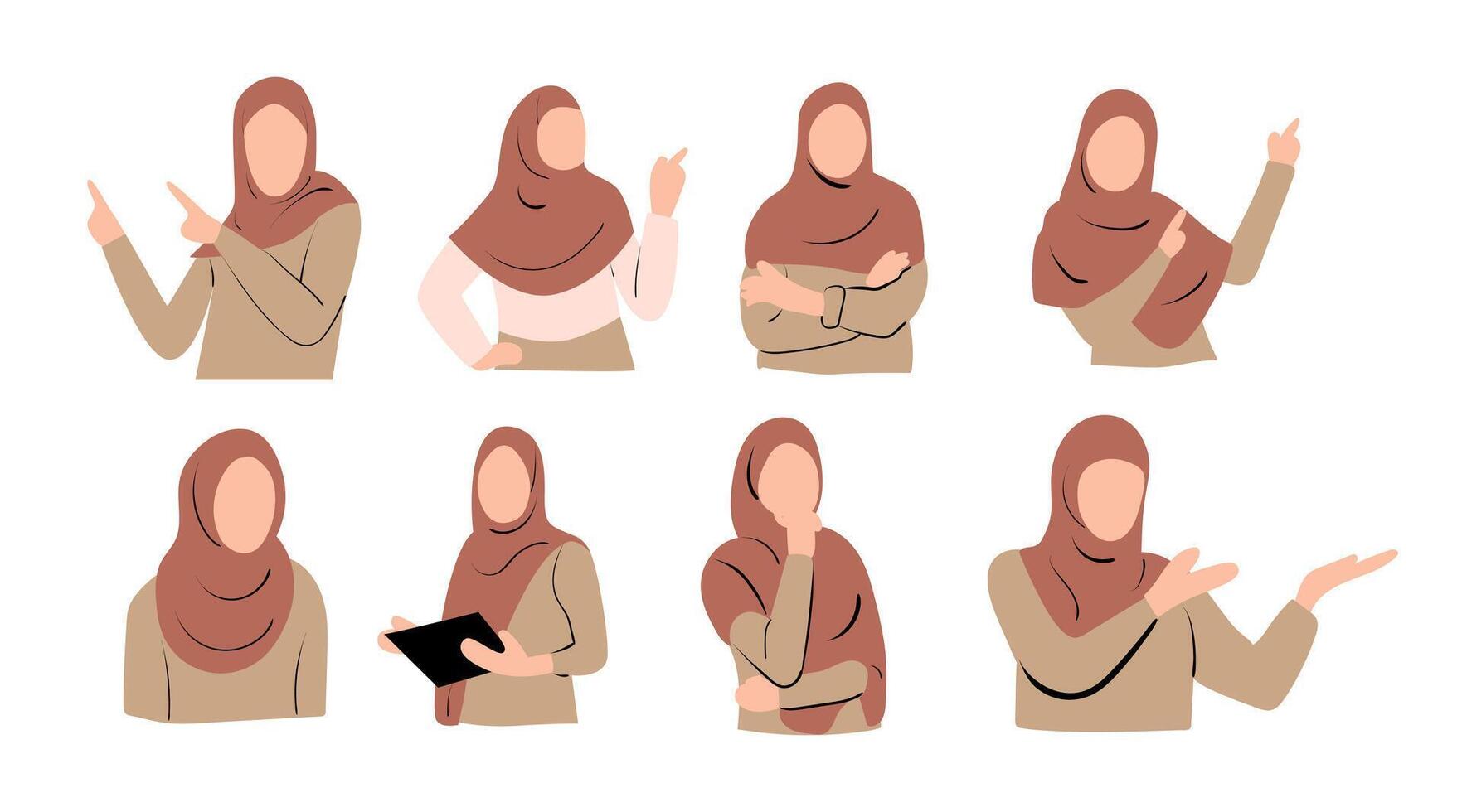 colección de vector ilustraciones de hijab hembra caracteres
