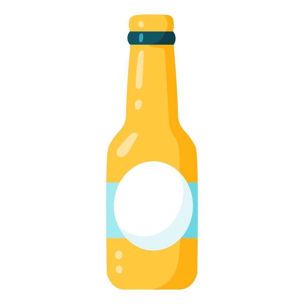 Yellow bottle. Lemonade. Beer. Vector illustration in flat style.