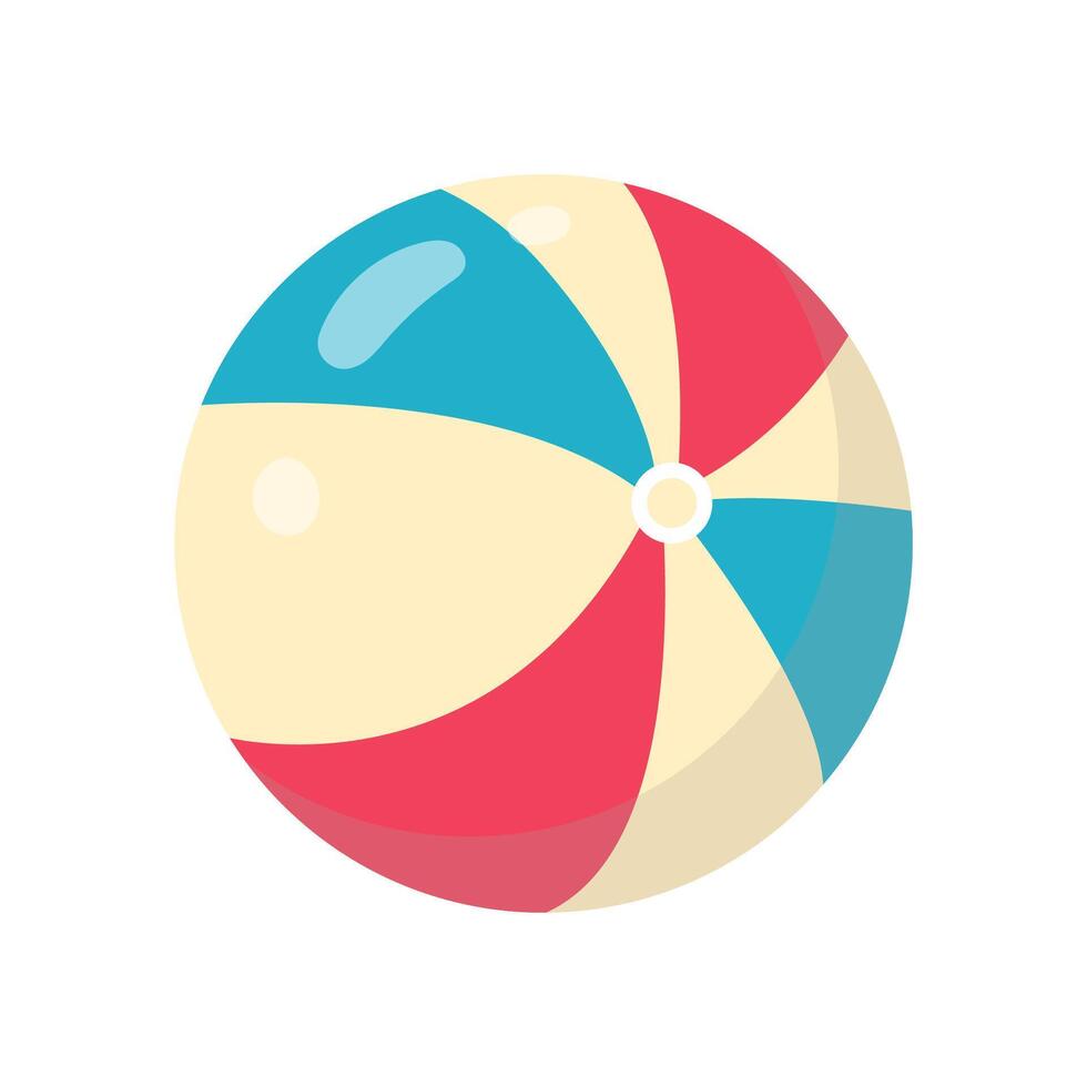 Striped beach ball. Beach accessories. Vector illustration in flat style.