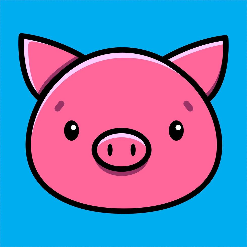 Cartoon image of a cute pink pig head. Vector illustration