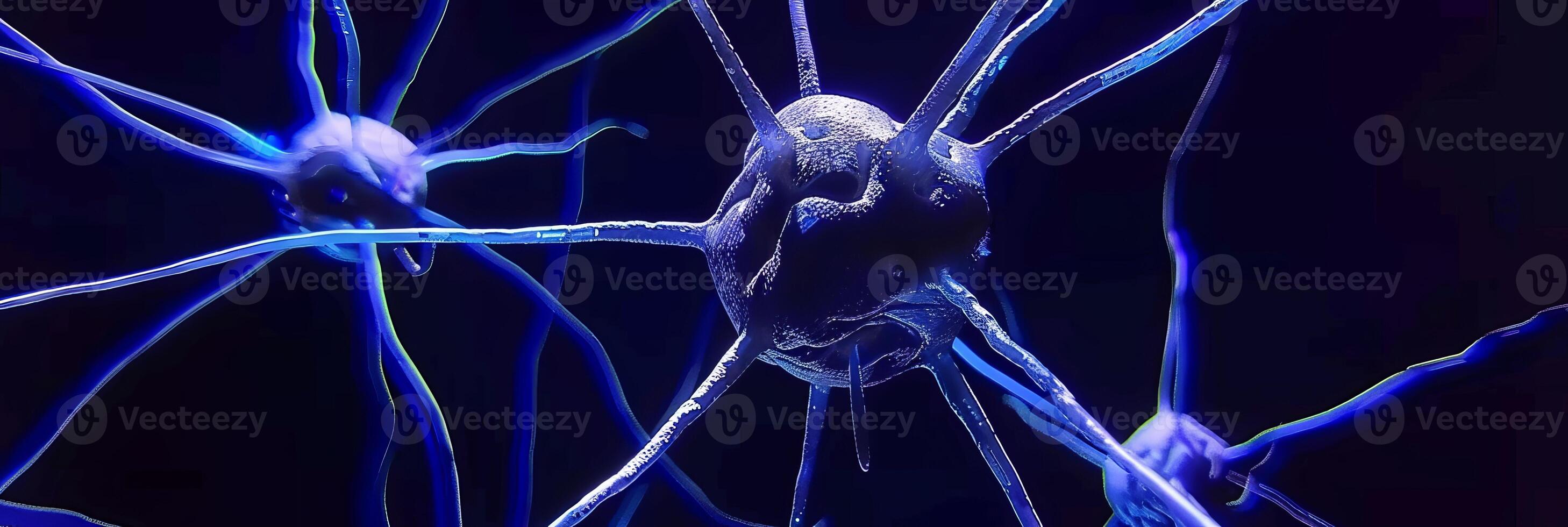 AI generated Detailed close up of human brain with firing neurons and neural extensions, neuroscience concept photo