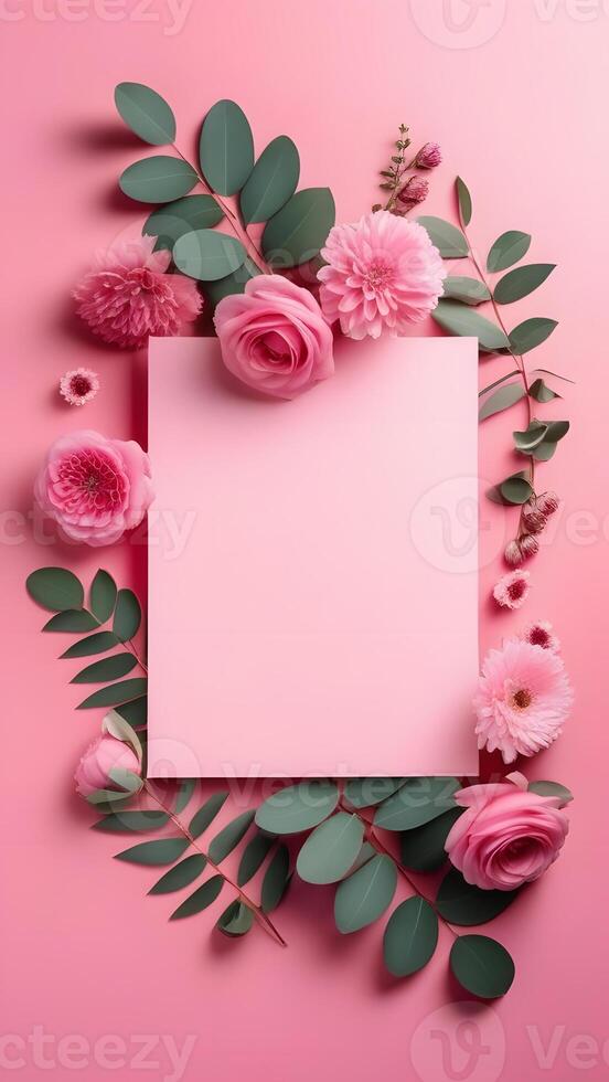 AI Generated floral vertical background with flowers, story, instagram photo