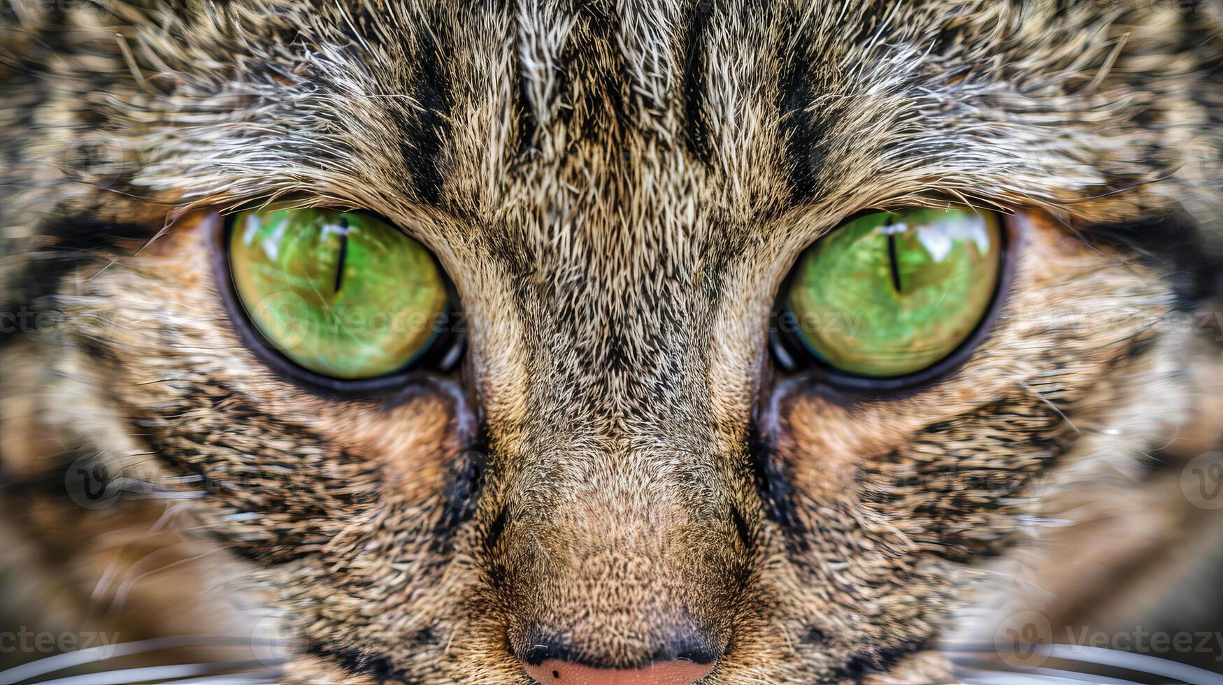 AI generated Intense gaze capturing cat s face up close, highlighting pets as an essential part of daily life. photo