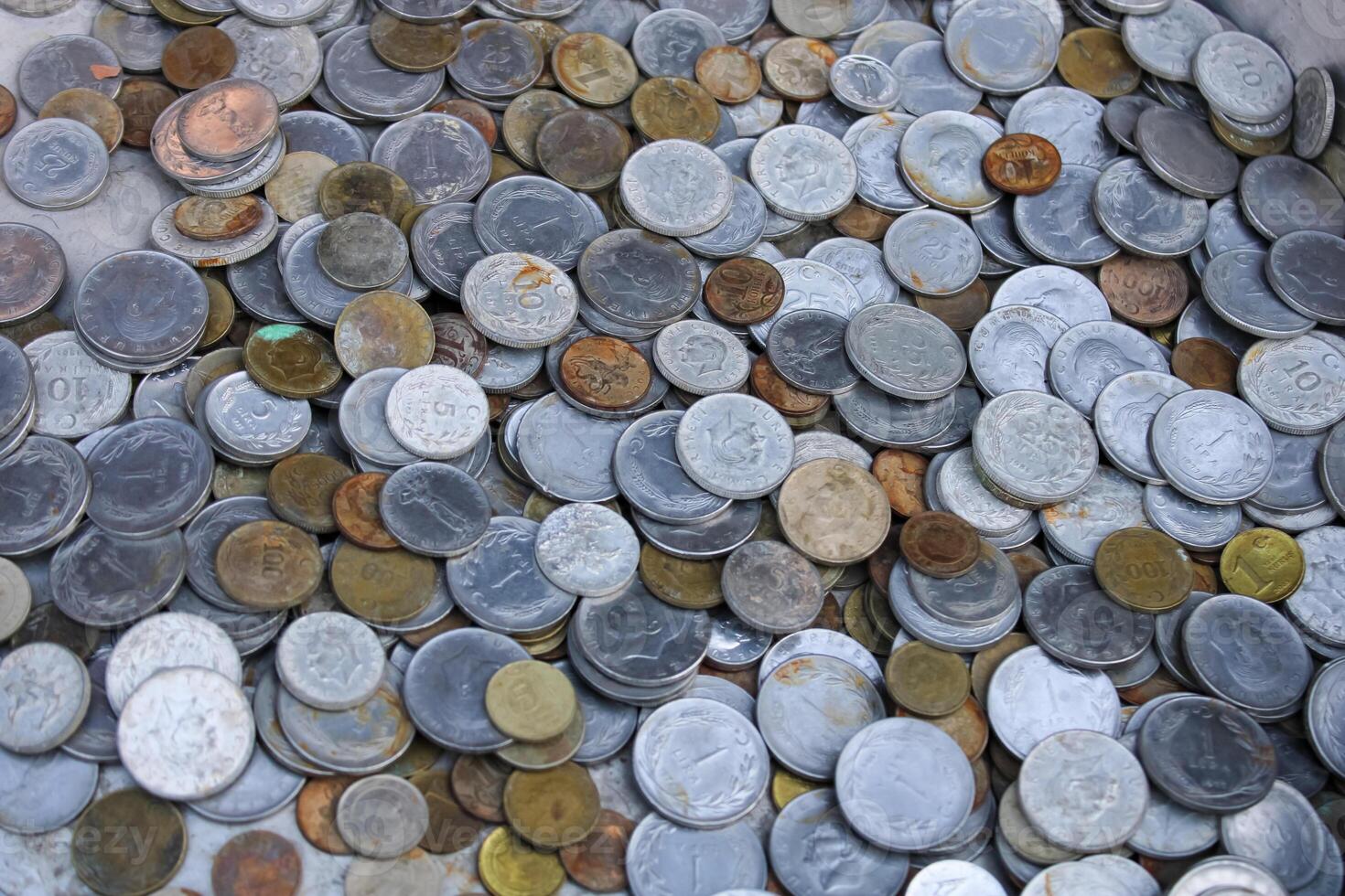 Pile of copper antique coins photo