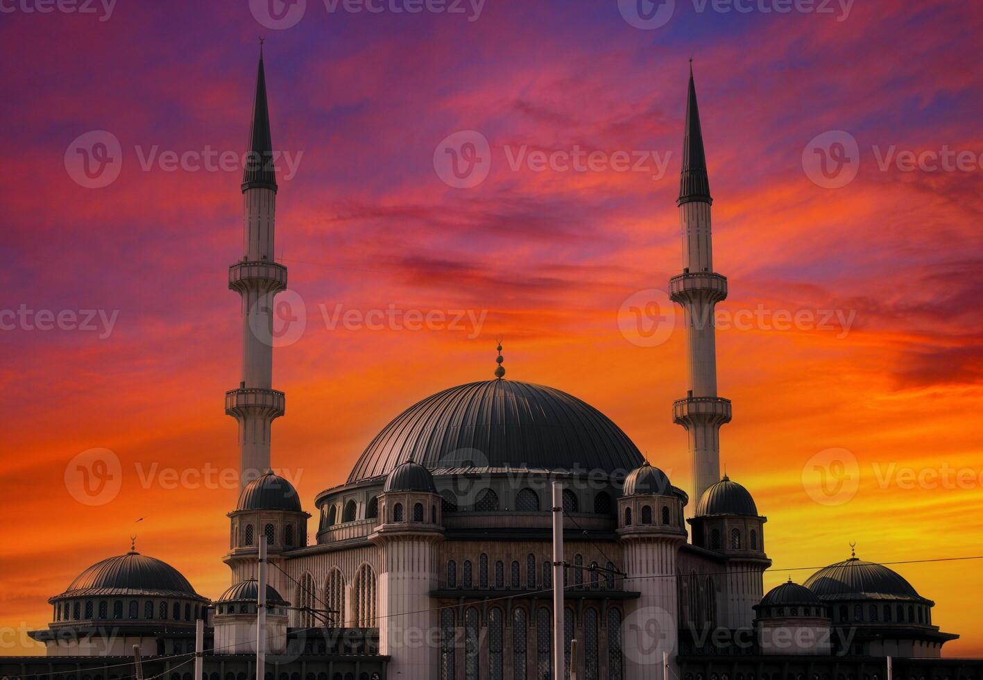 View of Taksim Mosque with its wonderful architecture in Taksim Square. Islamic architecture. Concept for religious occasions. Istanbul, Turkey photo