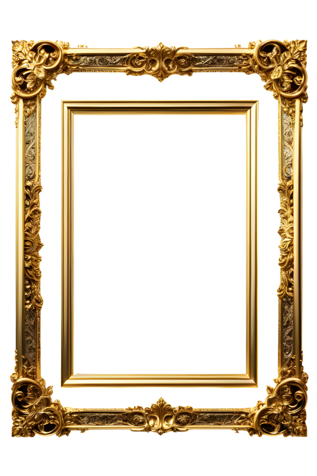 AI generated Gold Frame Border Luxury PNG Transparent Background