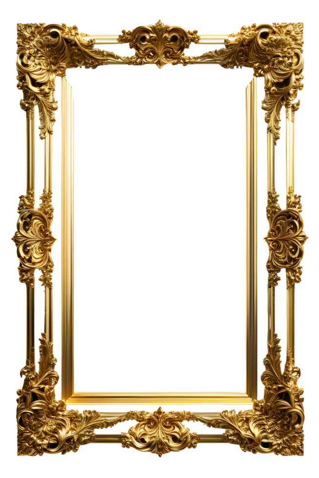 AI generated Gold Frame Border Luxury PNG Transparent Background