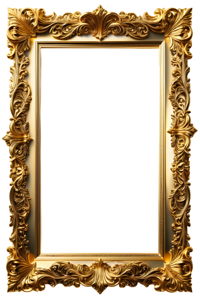 AI generated Gold Frame Border Luxury PNG Transparent Background