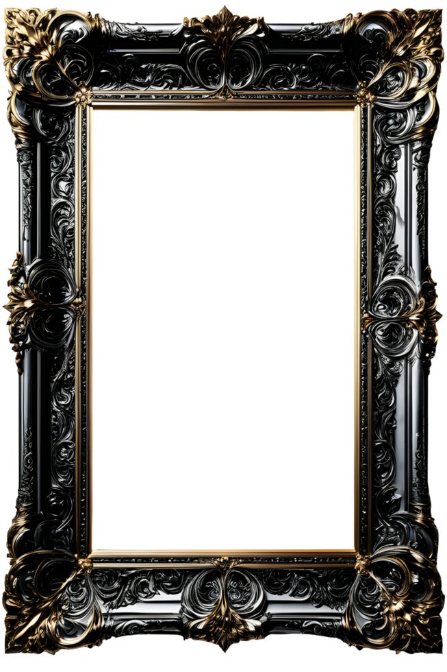 AI generated Gold Frame Border Luxury PNG Transparent Background