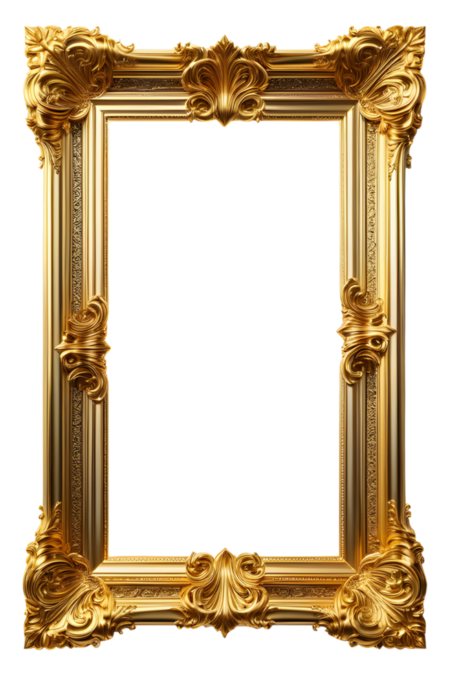 AI generated Gold Frame Border Luxury PNG Transparent Background