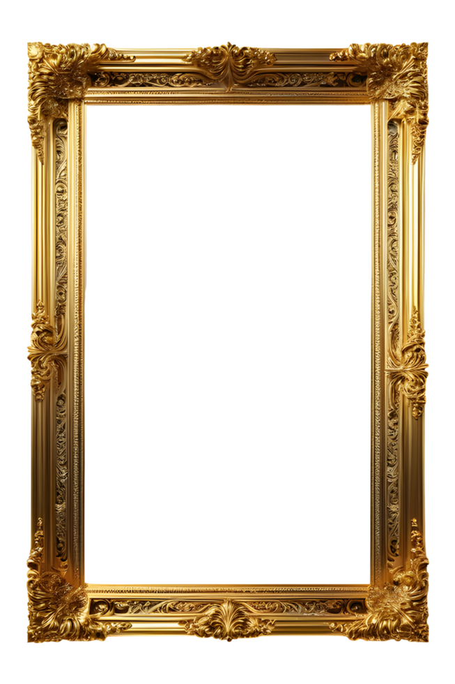 AI generated Gold Frame Border Luxury PNG Transparent Background