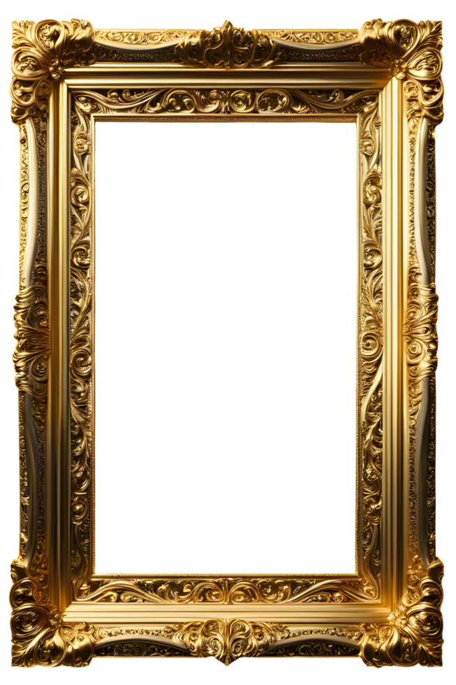 AI generated Gold Frame Border Luxury PNG Transparent Background