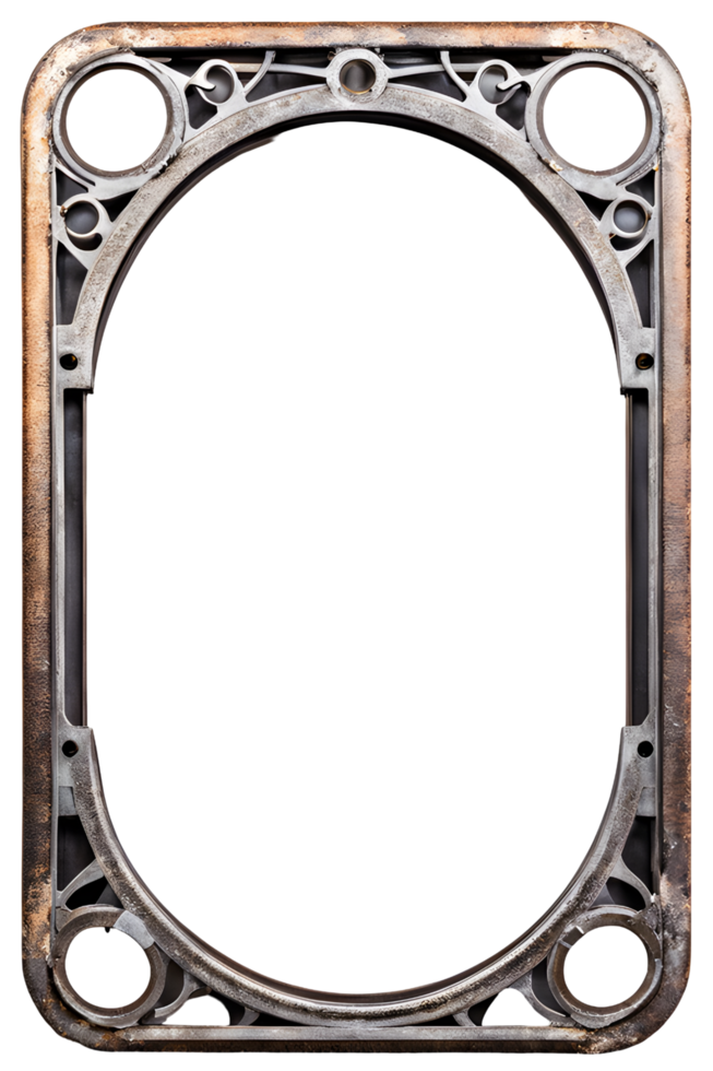 AI generated Old Iron Frame, Steampunk Border Png Transparent Background