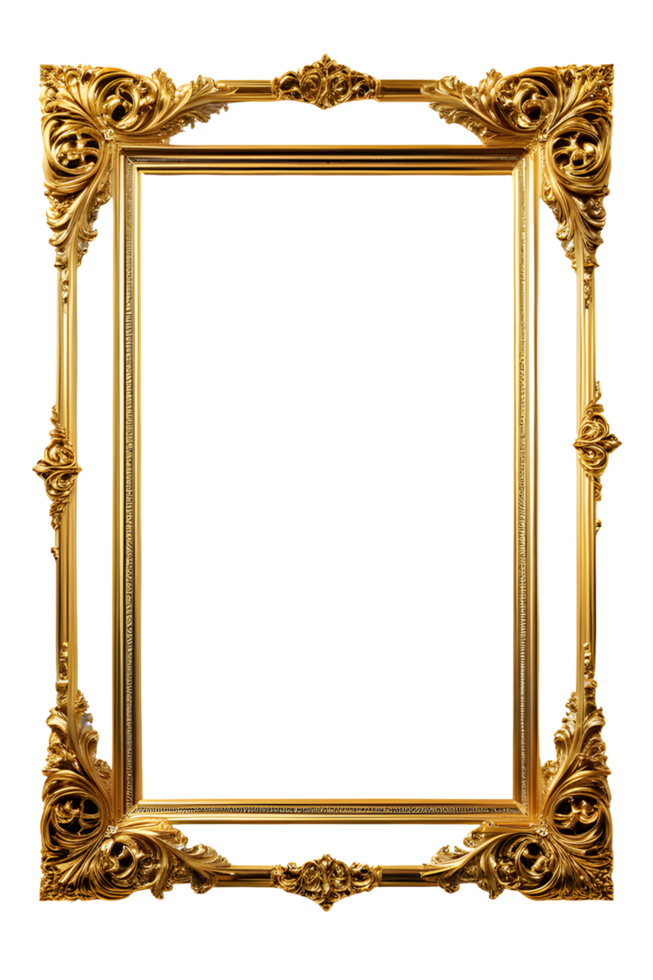 AI generated Gold Frame Border Luxury PNG Transparent Background