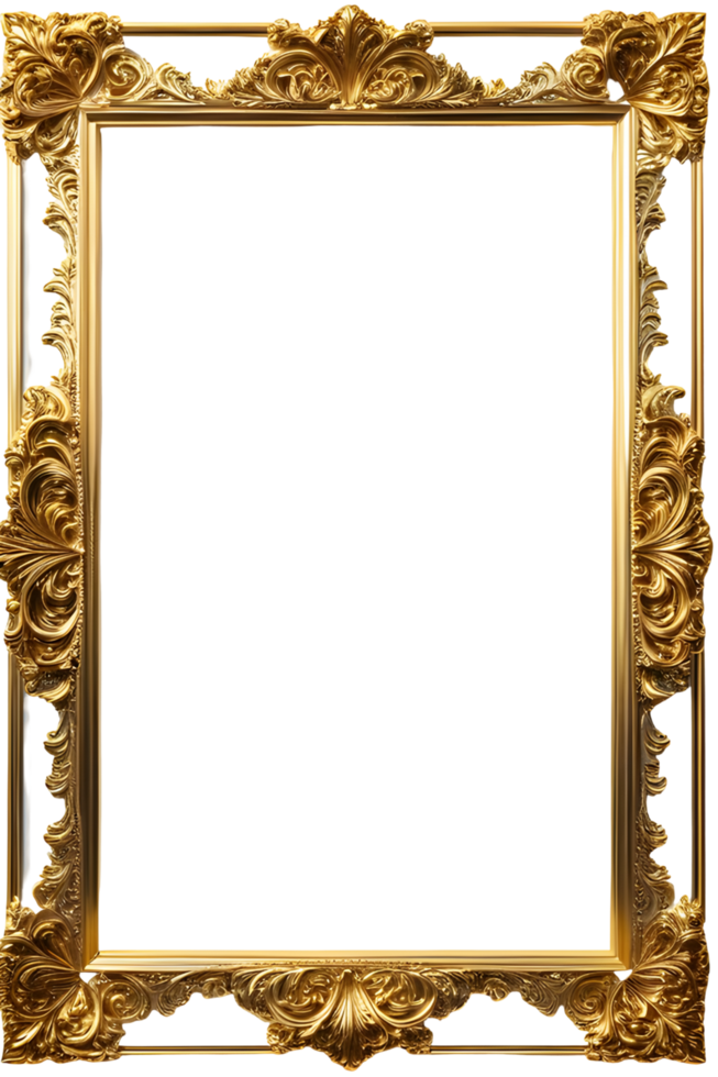 AI generated Gold Frame Border Luxury PNG Transparent Background