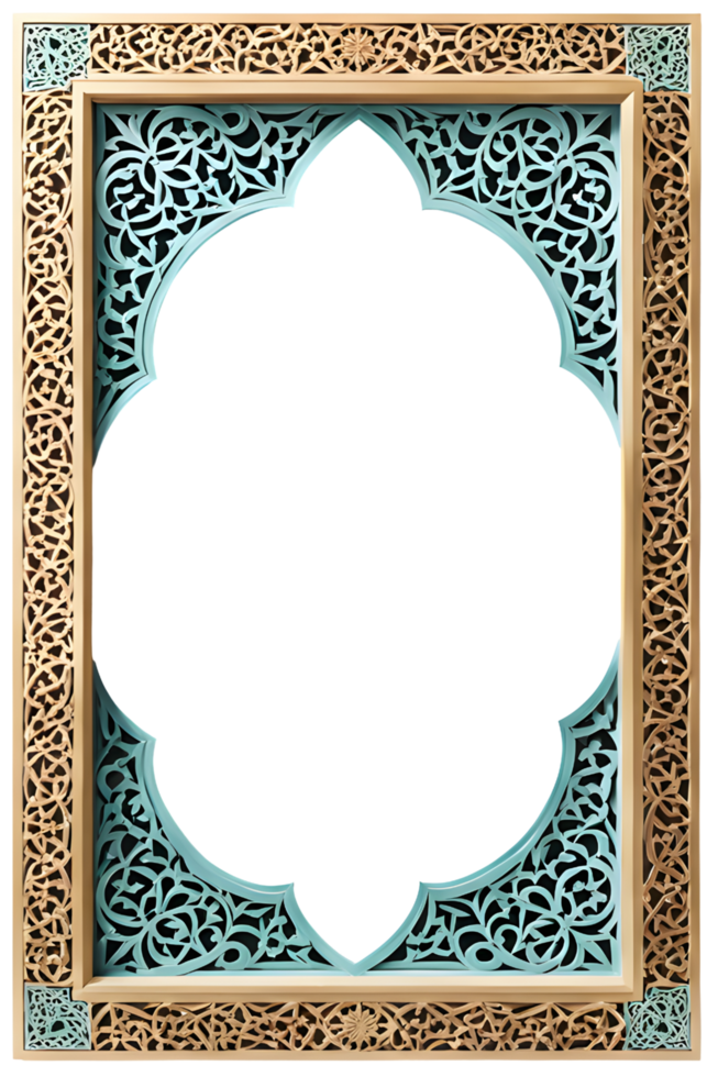 AI generated Islamic Border Frame Png Transparent Background
