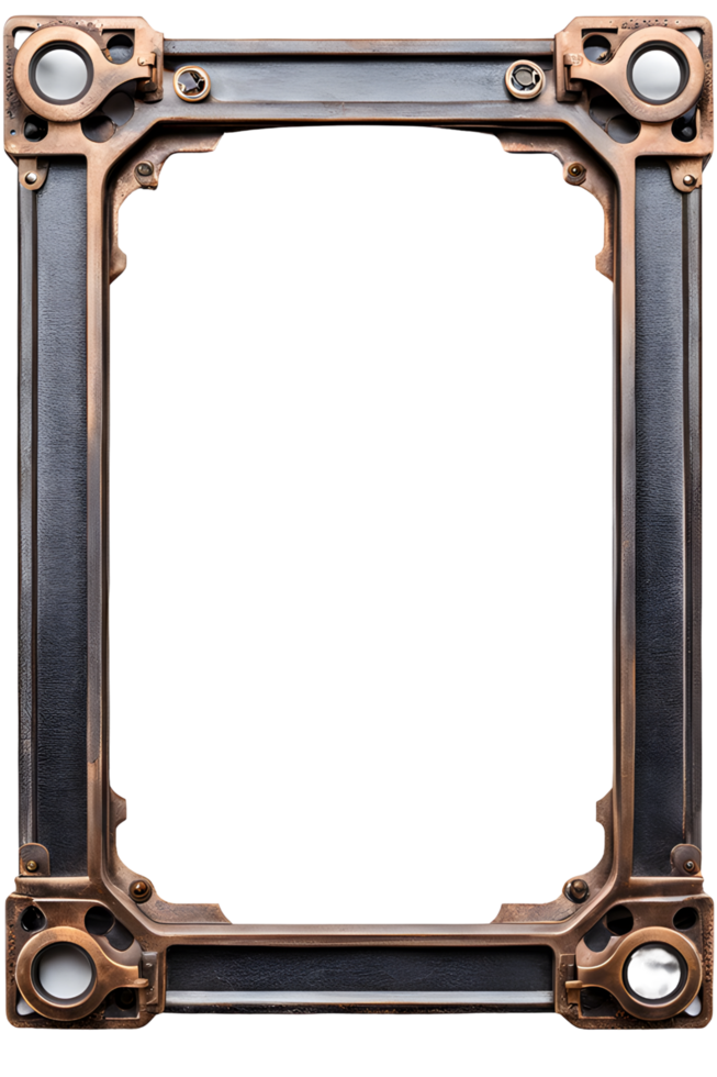 AI generated Old Iron Frame, Steampunk Border Png Transparent Background