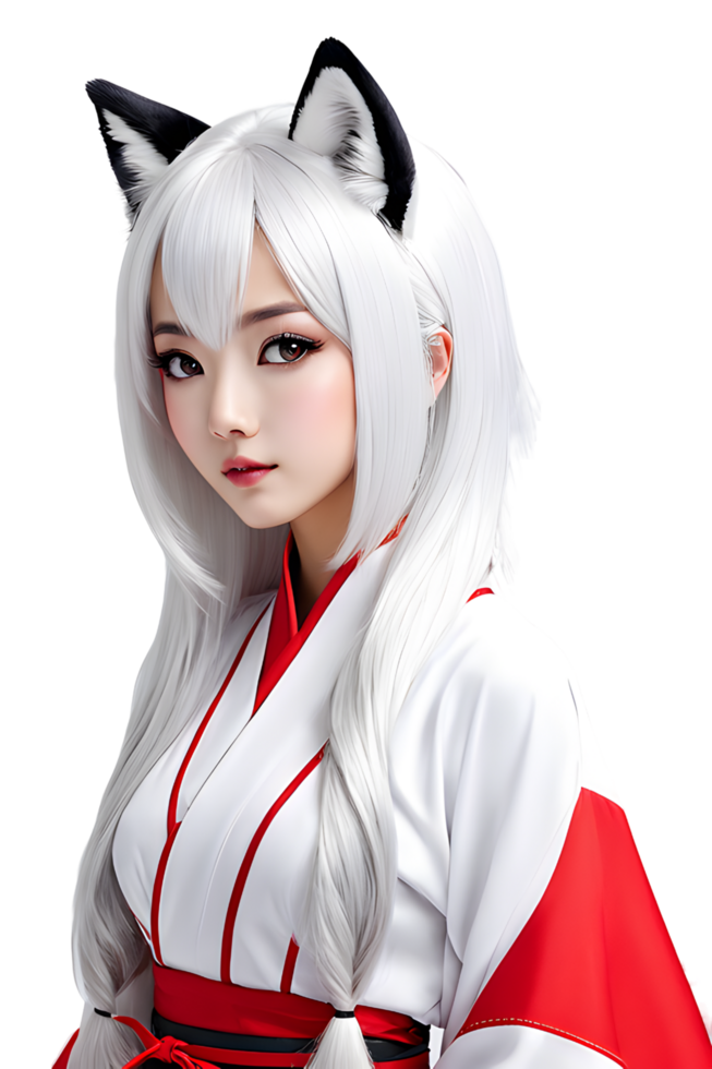 AI generated Fox girl cute transparent background png