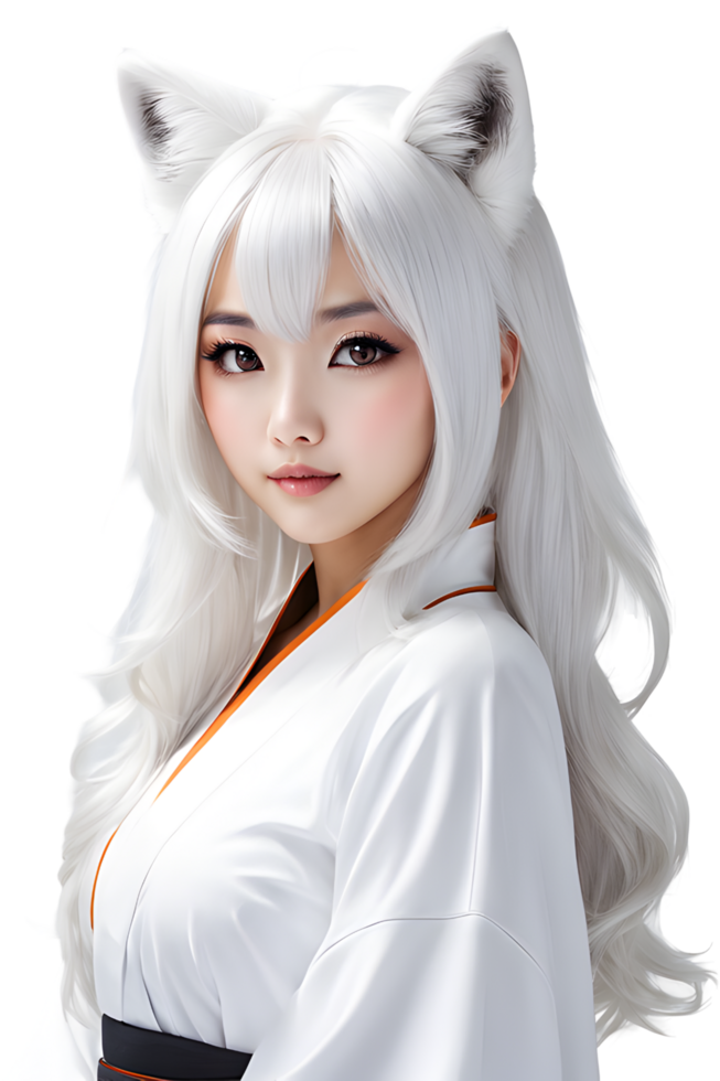 AI generated Fox girl cute transparent background png