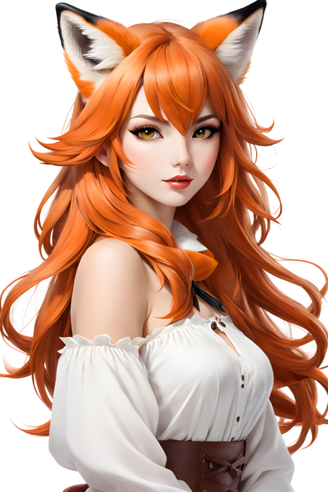 AI generated Fox girl cute transparent background png