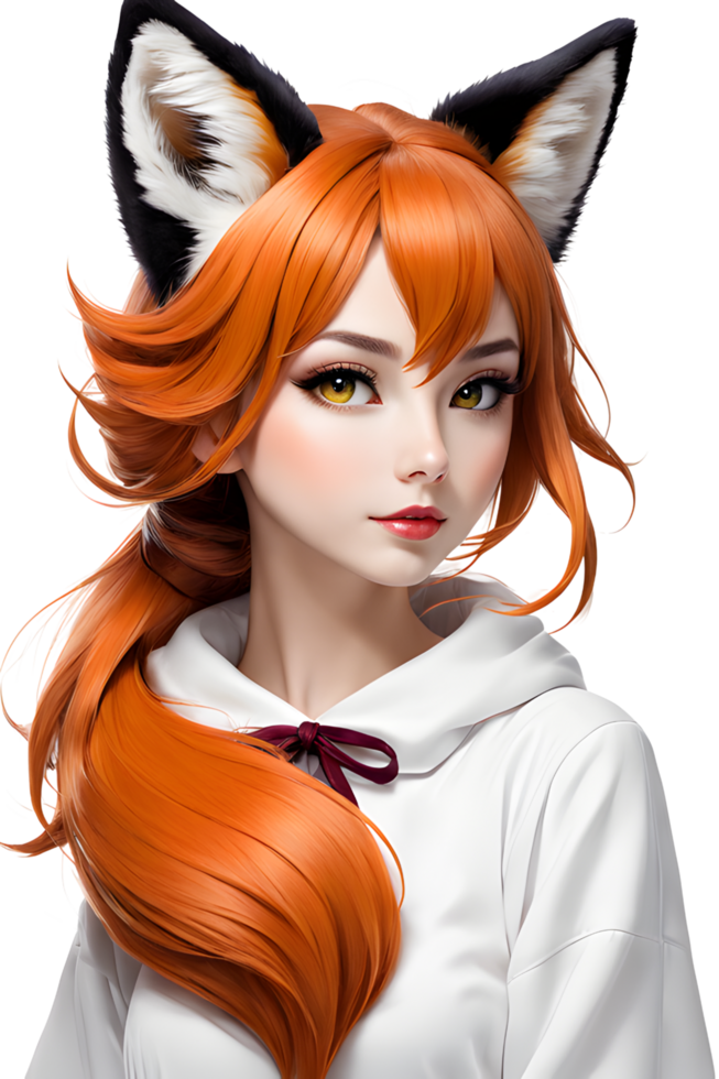 AI generated Fox girl cute transparent background png