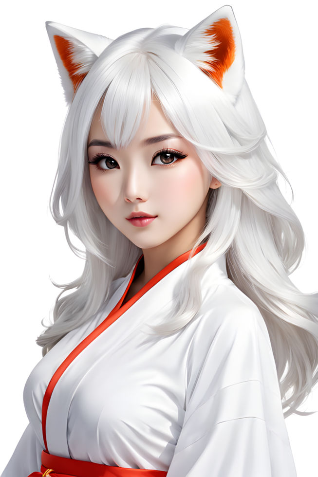 AI generated Fox girl cute transparent background png