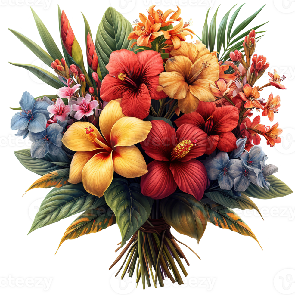 AI generated Colorful flower bouquete isolated on transparent background png