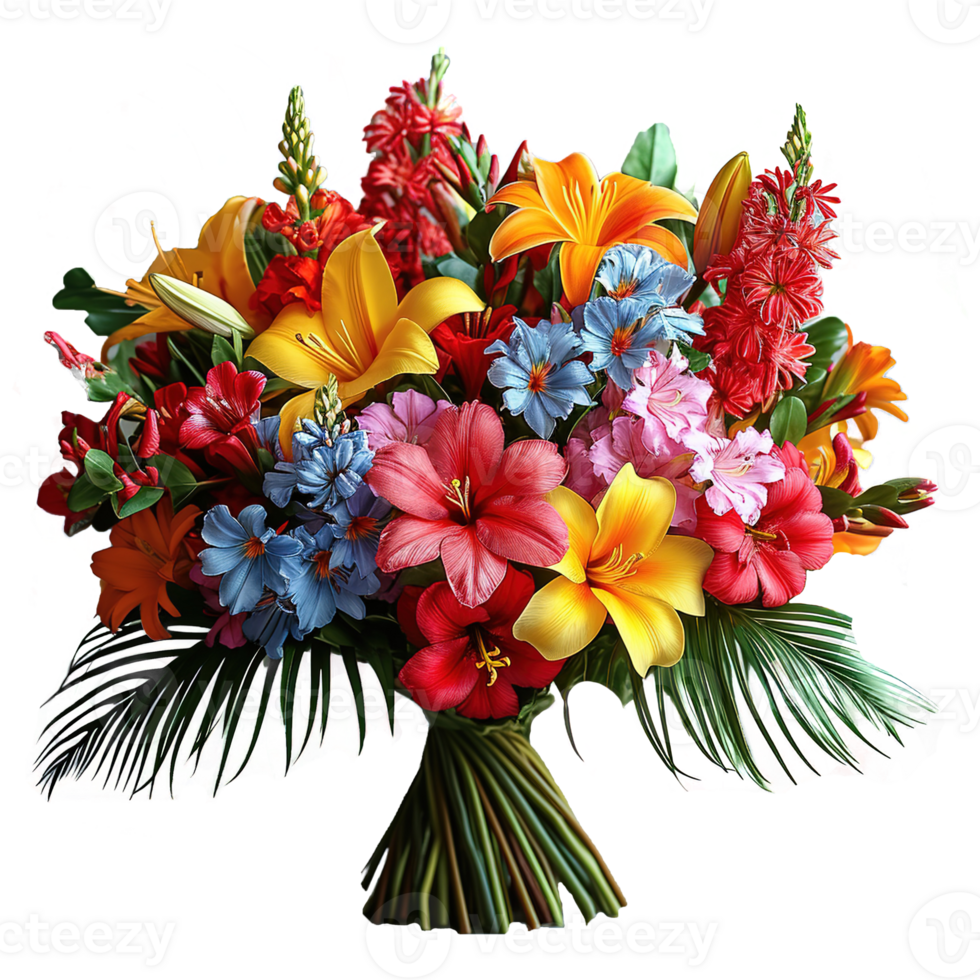 AI generated Colorful flower bouquete isolated on transparent background png
