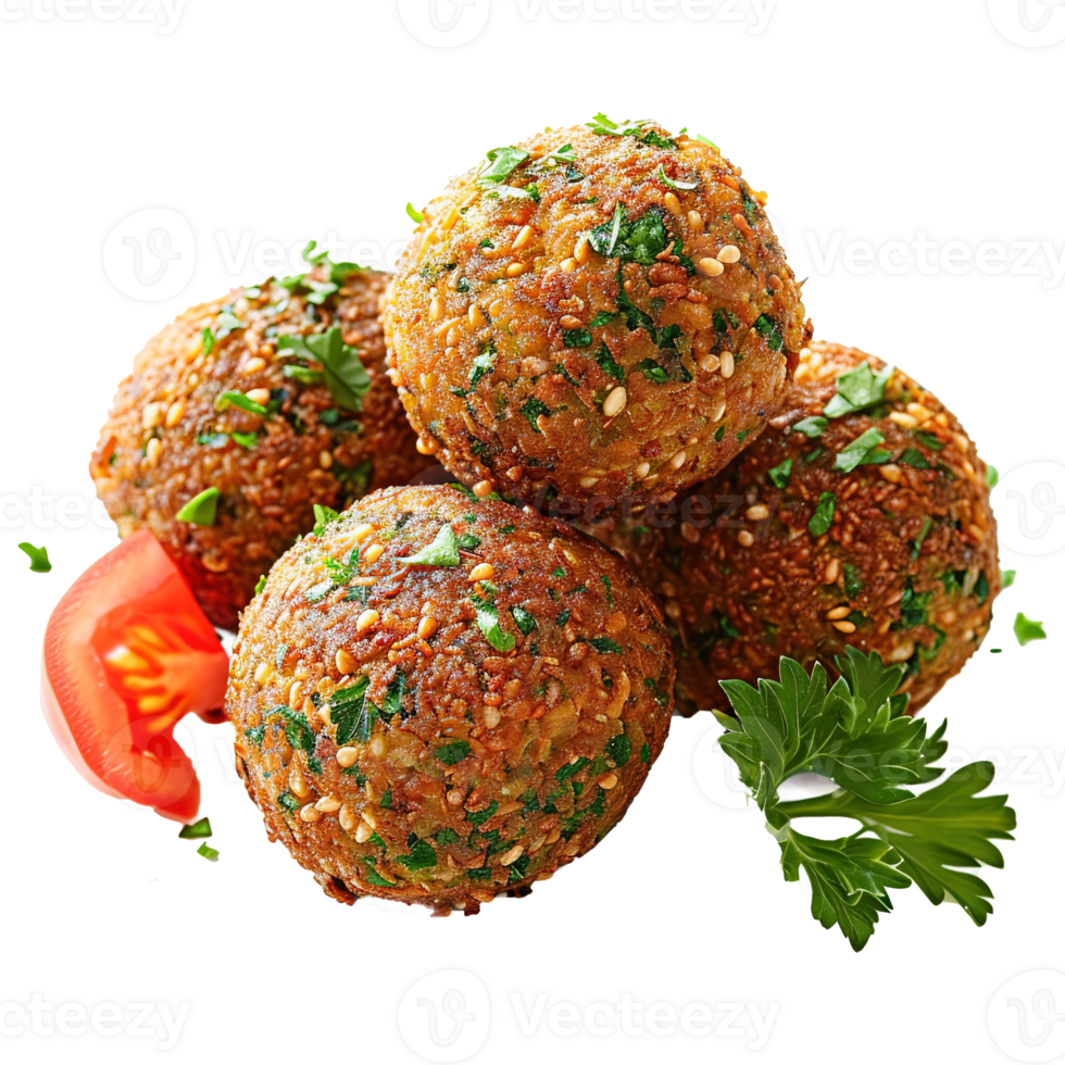 AI generated Falafel ball with parsley and spices isolated on transparent background png